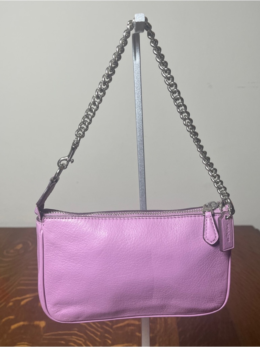 Coach Purple Pebbled Leather Nolita Silver Chain Small Shoulder Bag - Picture 2 of 8